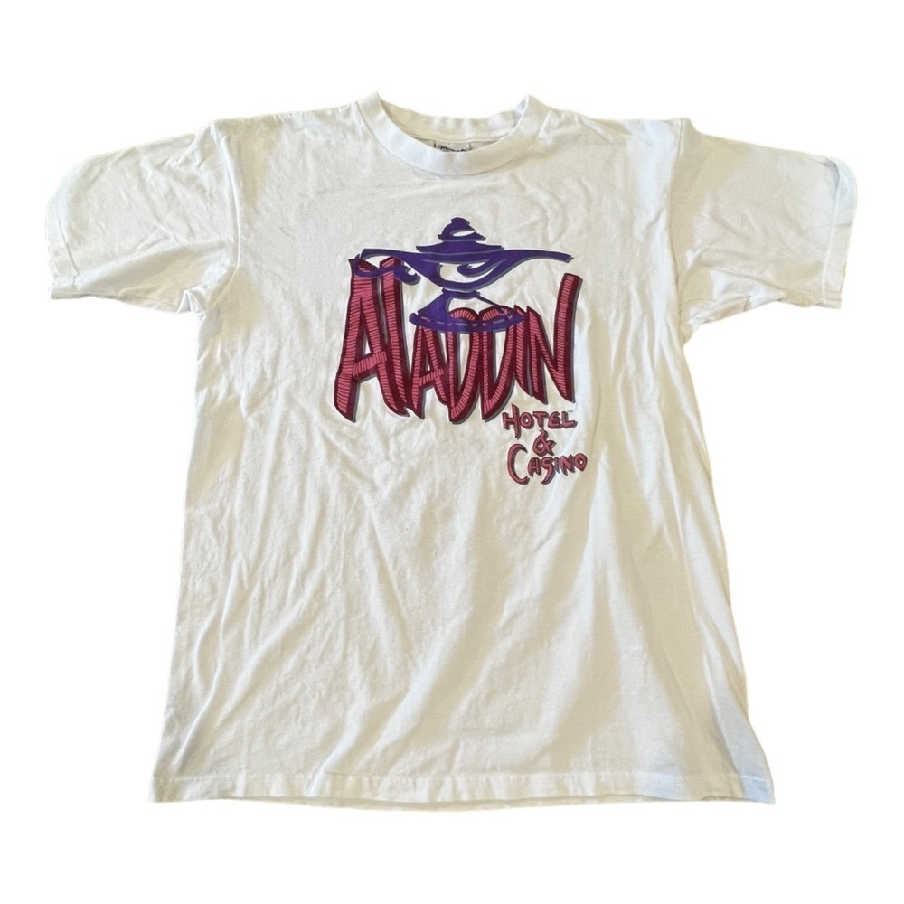 GILDAN heavyweight preshrunk 100% cotton Aladdin Casino T-shirt, men’s Large